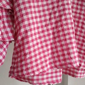 Zara Pink & White Gingham Top