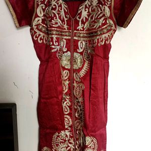 Red And Golden Patiala Kurta Set With Dupatta