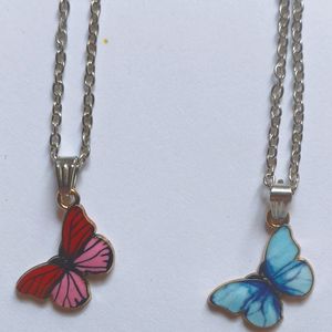 3 Pcs Butterfly Chain With Pendent And One Gift