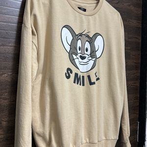 Women Beige And White Jerry Printed Sweatshirt