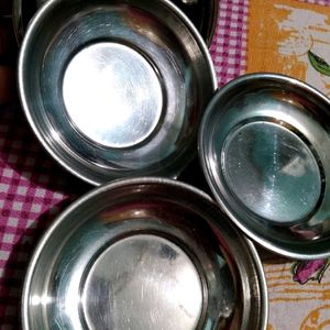 Combo Of 4 Halwa Plates (Small Steel Bowl/Plates)