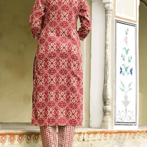 Straight Floral Printed Kurta & Pant With Dupatta