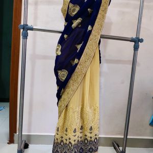 Full Ambroidary Stone Work Saree