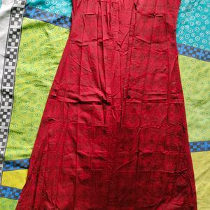 Maroon Ethenic Front Open Dress With Inner