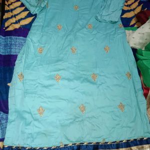 Punjabi Suit In Cyan Colour