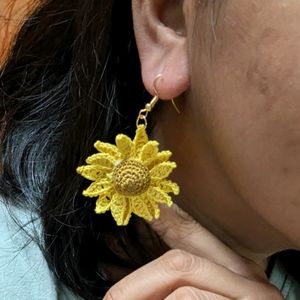 Crochet Handmade Sunflower Earrings