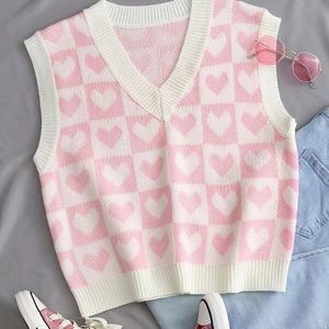 Pink Heart Sweater Vest