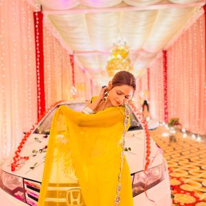 Lemon colour saree