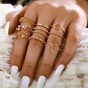 Gold Plated 8 Piece Trendy Western Designs Ring