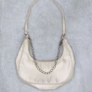 off white- cream shoulder baguette bag purse