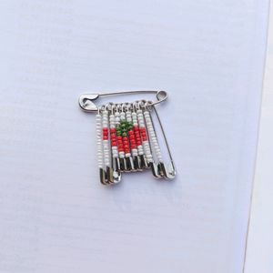 Beaded Strawberry Safety Pin Keychain