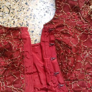 Maroon Net Blouse Whose Aster Is Silk