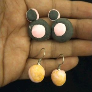 Handmade Clay Earrings Pair Of 2