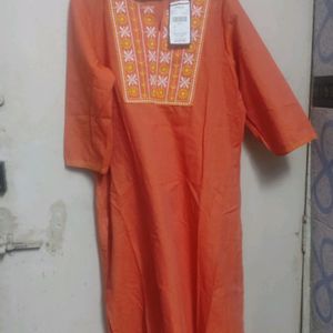 New Orange Kurta Dual Tone With Pink Shade