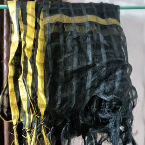 Black Dupatta With Golden Lace