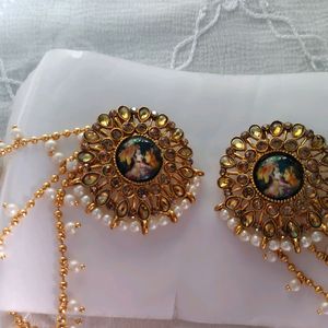 Bahubali Earring Set With Chain