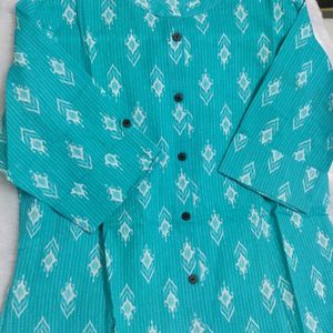 🌊Sea Green Beautiful Aline Kurti With Pockets I