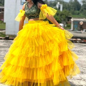 Yellow Ruffle Lehnga