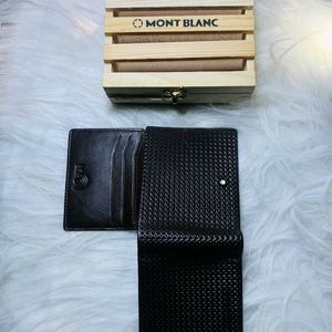 Mont Blanc Patterned Royal Black Leather Wallet