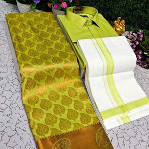 Combo Bridal Sarees With Shirt &Dhoti