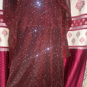 Maroon Glitter  Party Wear Dress♥️