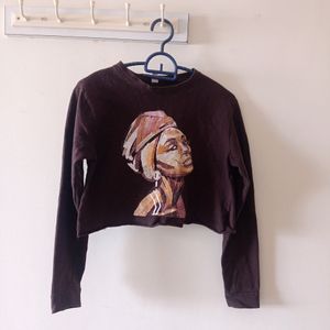 Brown Crop Sweetshirt