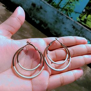 White Hoop Earrings