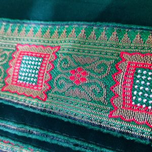 Stunning Green Saree with Stone Work Border