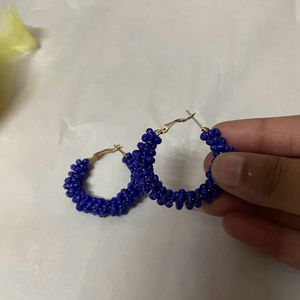 Blue Hoop Earrings 🦋