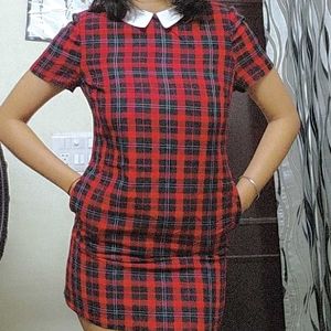 Red Plaid Mini Dress