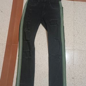 Moda Rapido Mens Stylish Damage Green Line Jeans