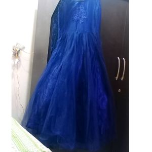 With Cancan Blue Net Gown