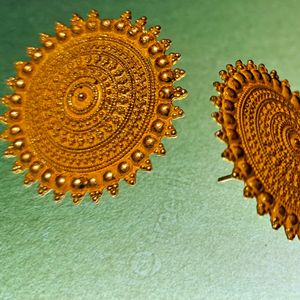 Yellow color Meenakari Round Top earrings for wome