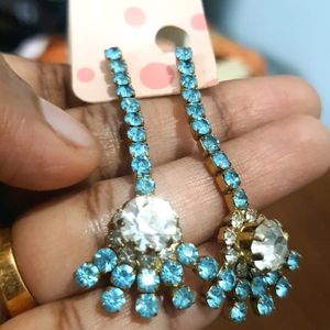 Elegant Blue Stone Long Earrings