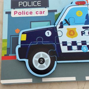 11 PCs wooden puzzle - Police Car