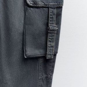 ZARA Mid Rise TRF Multipocket Denim Cargo