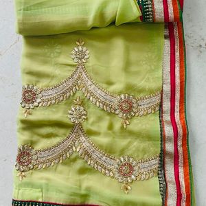 Pista N Pink Half-half Saree