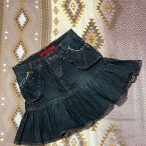 Mini Flared Denim Skirt