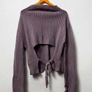 Purple Back Cutout Thin Sweater