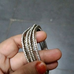 Silver Stone Bangles