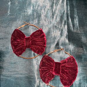 Velvet Bow Hoop Earrings