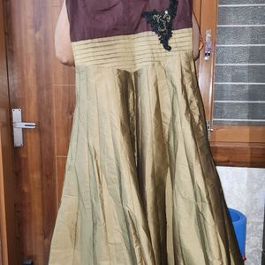 Long Party Wear Beautiful Brown Gown With Duppatta