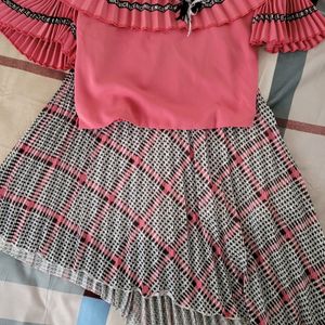 pink stylish skirt top for 5 to 8 years old