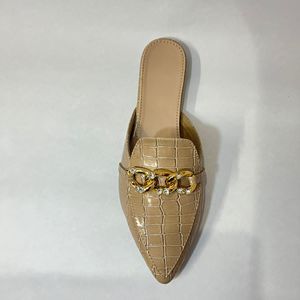 Beige Crocodile Textured Flats Box Packed Size 5-7