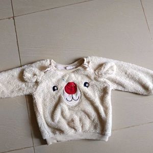 Cream Fur Sweatshirt For 2-3 Years Old