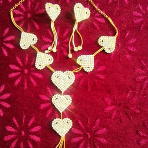 Heart Shape Necklace With Beautiful Earrings