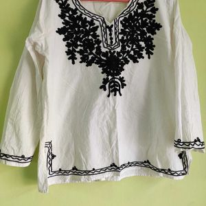 Cotton Chikankari Short Kurti