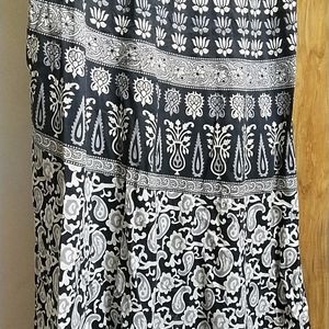 Black And White Jaipuri print Frock