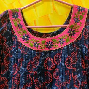 Indigo Anarkali Kurti xL Size Pure Cotton