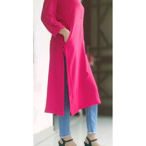 Trendy Women Full Sleve Kurti(S) , Colour: Cerise